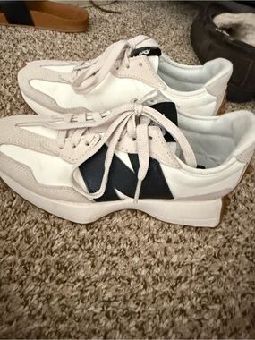 Casual White/cream and Navy blue Women's Platform Sneakers